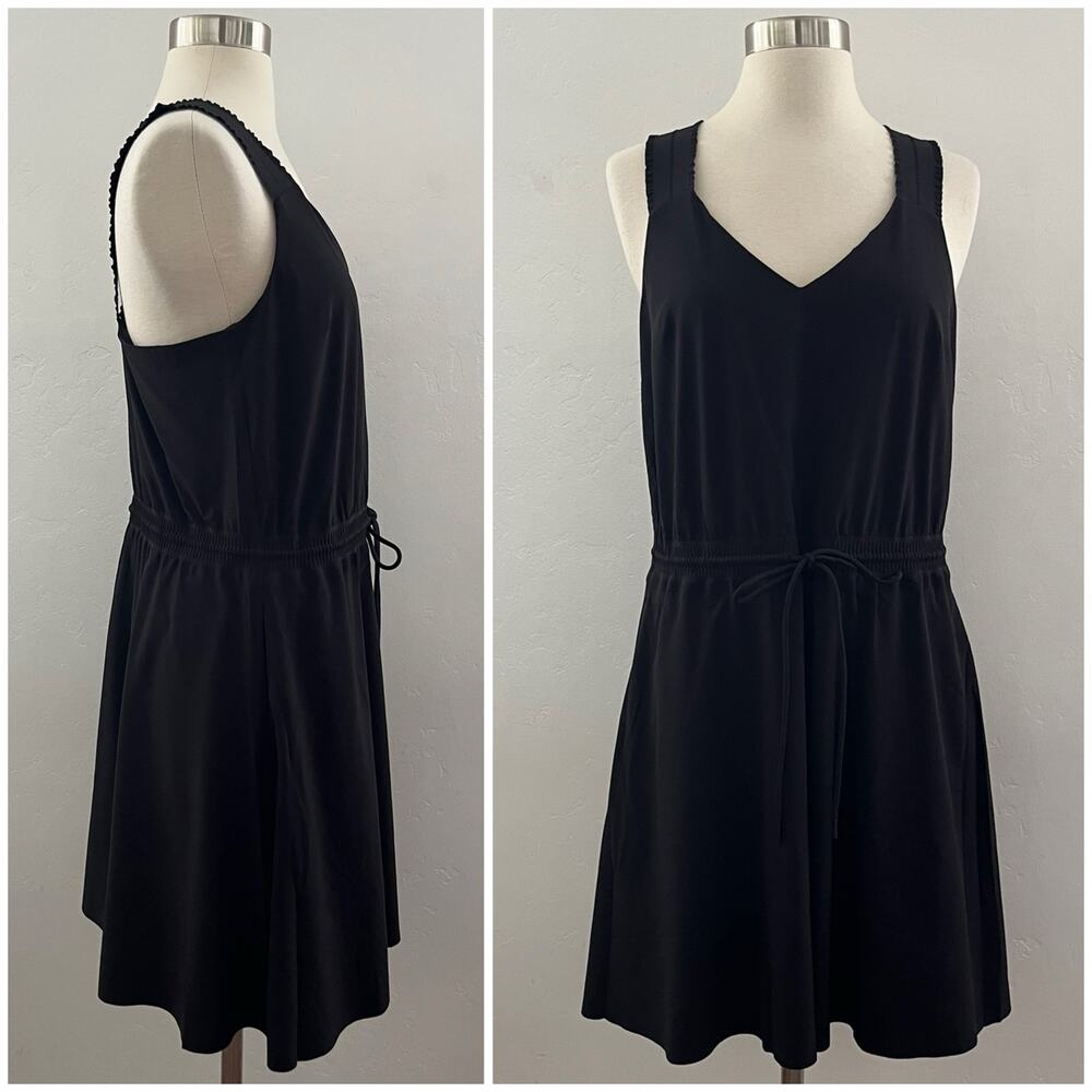 Athleta Savannah Strap Dress Small Black Athletic Minimalist Monochrome NEW